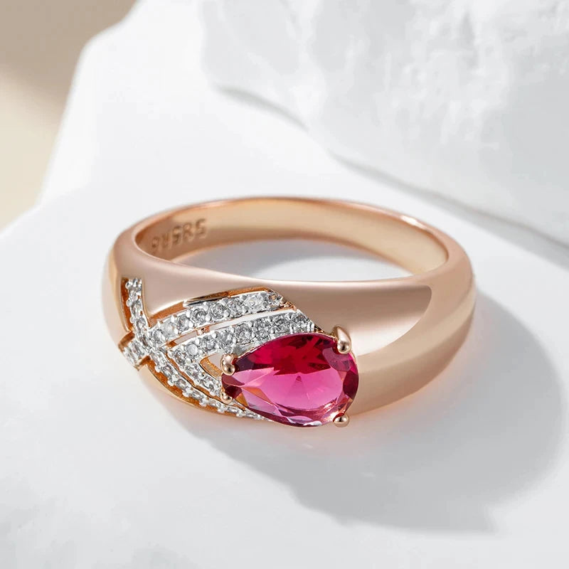 Natural Zircon Whisper Ring - The Perfect Rose Gold Plated Vintage Jewellery