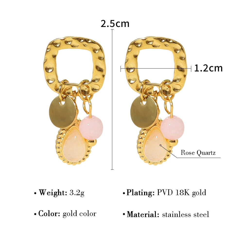 18K Gold Plated Drop Earrings With Charms