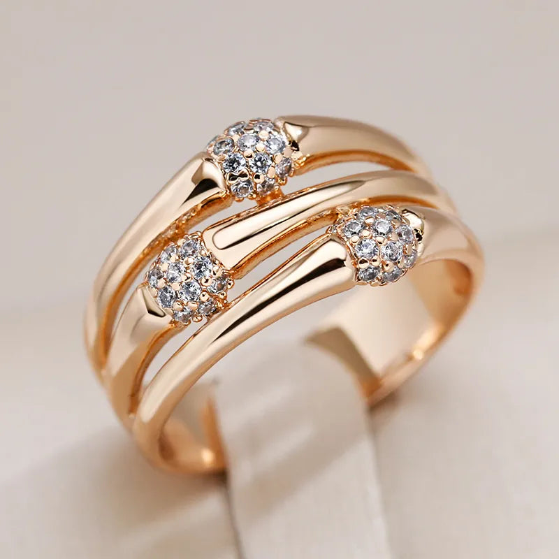 Rose Gold Natural Zircon Party Ring