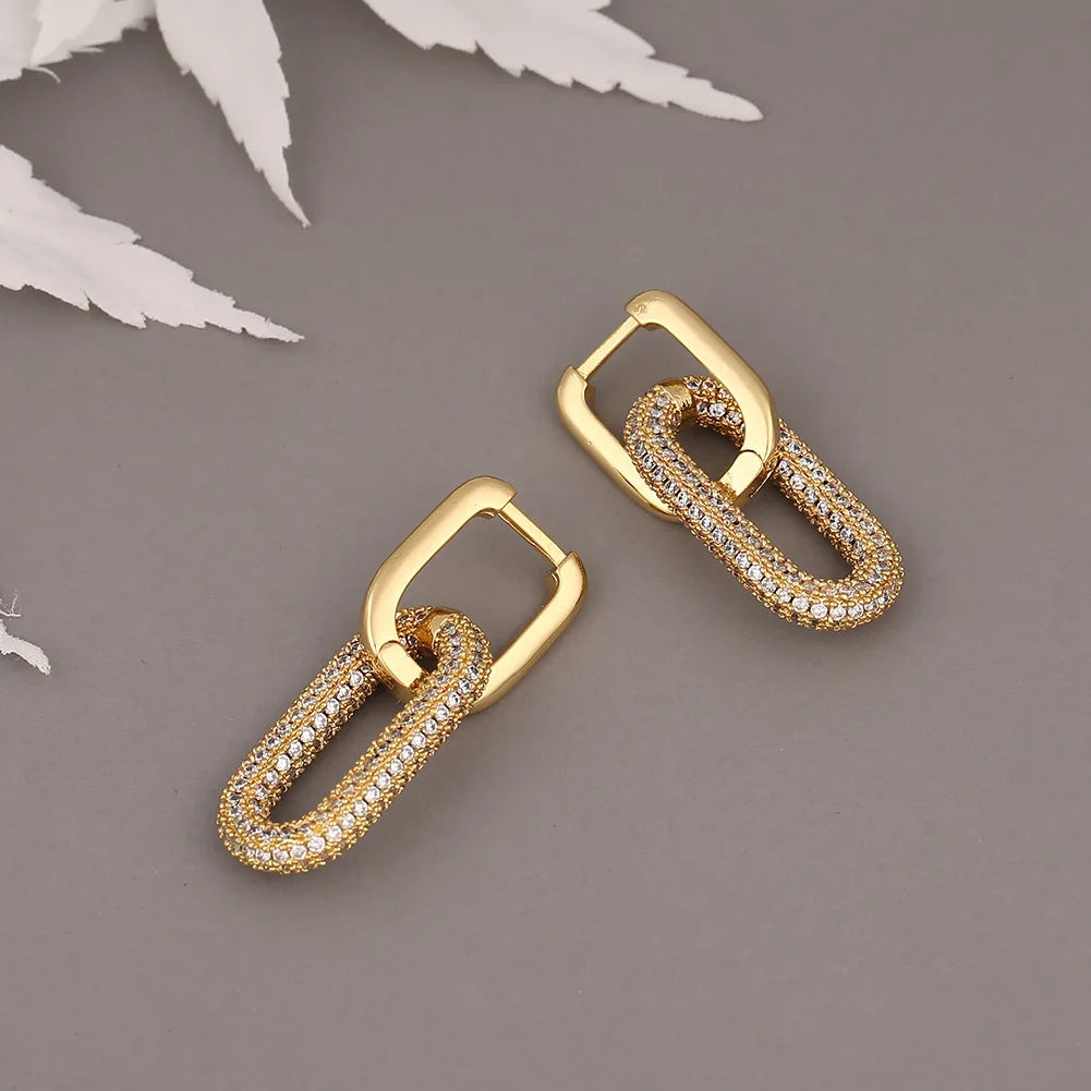 Major Flare Gold Tone Plated Hoop Earrings - Cubic Zirconia