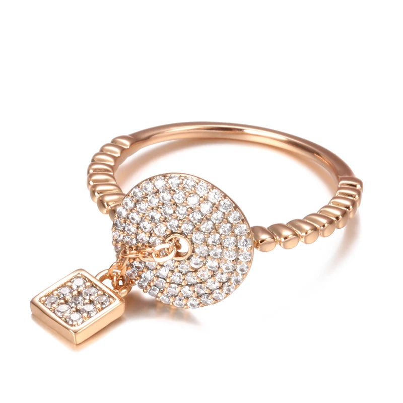 Delicate Band With Sparkling Zircon Stone Ring - Rose Gold Plated Jewellery