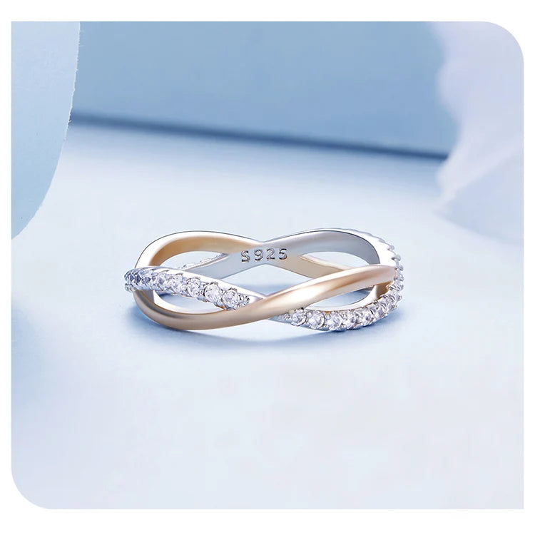 Major Flare Double Layer Eternity Ring - Rose Gold Plated Twisted Ring