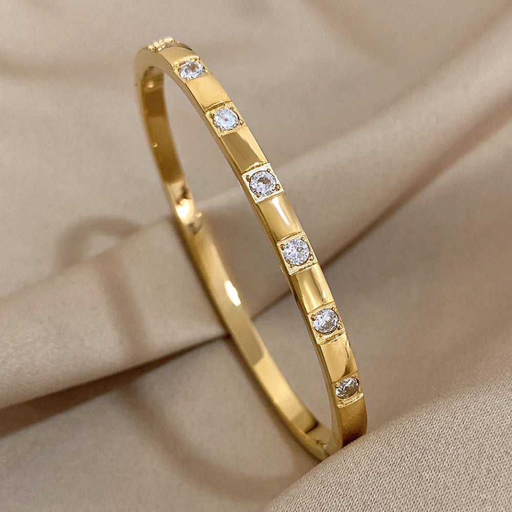 Yellow Gold Stainless Steel Bangle Bracelet