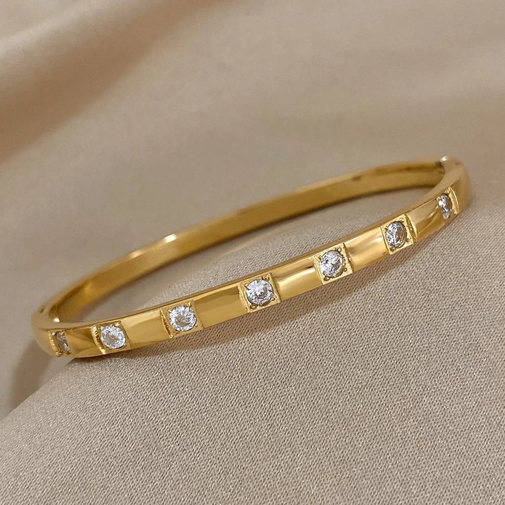 Yellow Gold Stainless Steel Bangle Bracelet