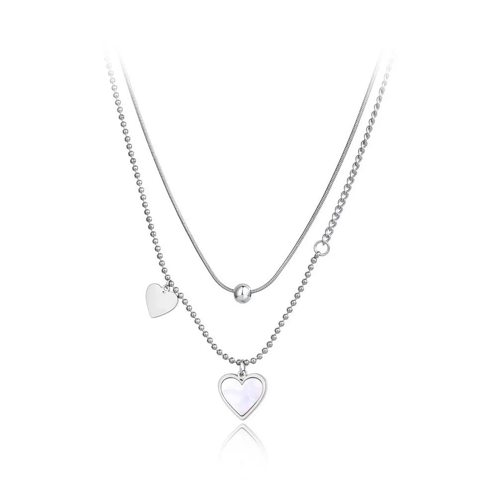 Major Flare Heart Necklace - Double Layer