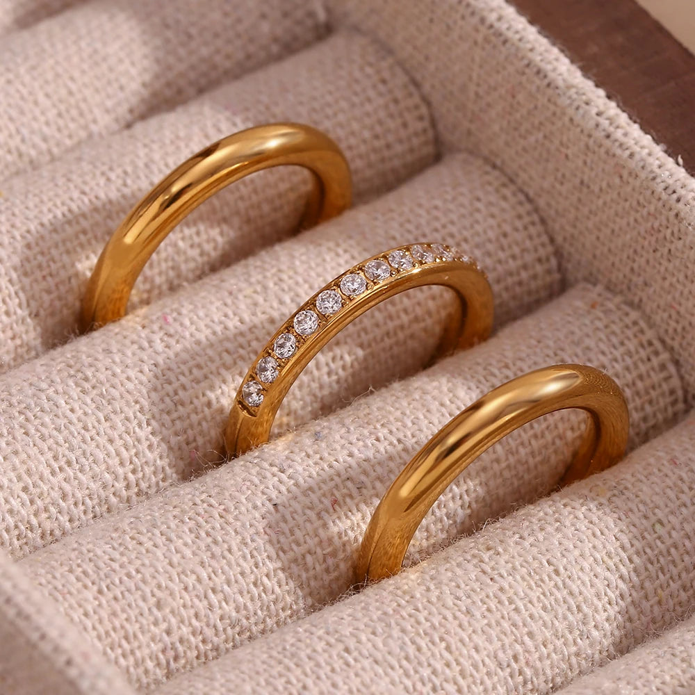 18K Gold Plated Ring  - Three Piece Set