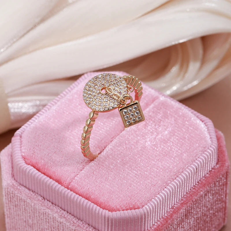 Delicate Band With Sparkling Zircon Stone Ring - Rose Gold Plated Jewellery