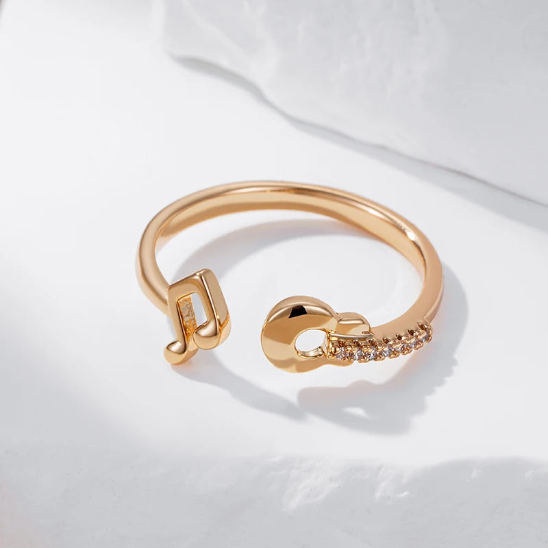 Major Flare Guitar Shape Party Ring - Fashion Jewellery Made With 585 Rose Gold Colour