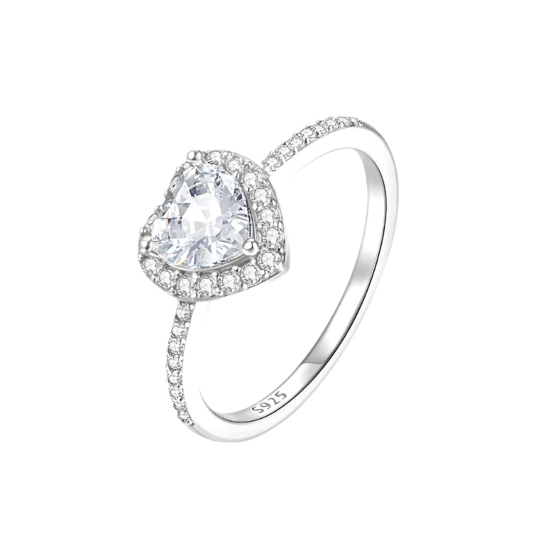 Elegance 5A Zircon Heart Ring - Sterling Silver Ring Jewellery