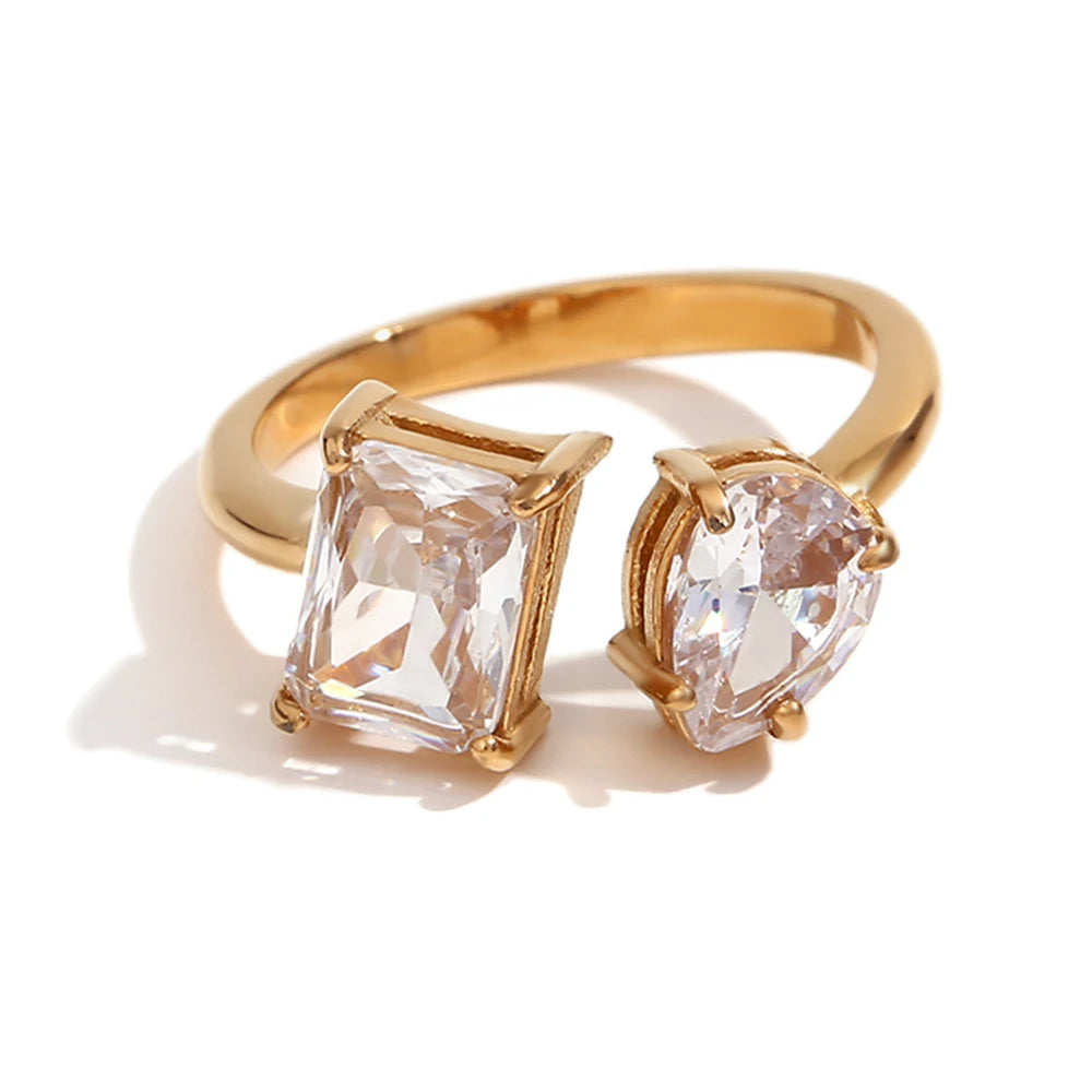 Major Flare Mixed Cuts Gold Plated Ring - Refined Grace Ring